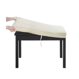 BUYUE Luxury Piano Bench Cover, (20"- 27") L x (11.8"- 15.7") W Stretch Jacquard Washable Rectangle Dressing Stool Slipcover (S, Beige)