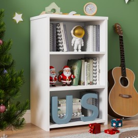 HDDDZSW Book Shelf, 3 Cubes Storage Organizer, 3-Tier Open Shelf Wooden Bookcase, Freestanding White Bookshelf Cube Shelf for Bedroom, Living Room, Home Office