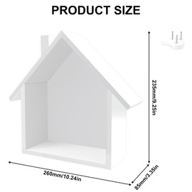 Erzekrim Wooden House Shelf Gnome House Decoration Nostalgic Wall Decoration Shelf Display Cabinet with Small Wooden House Wooden Frame House Minimalist for Living Room Office (White)