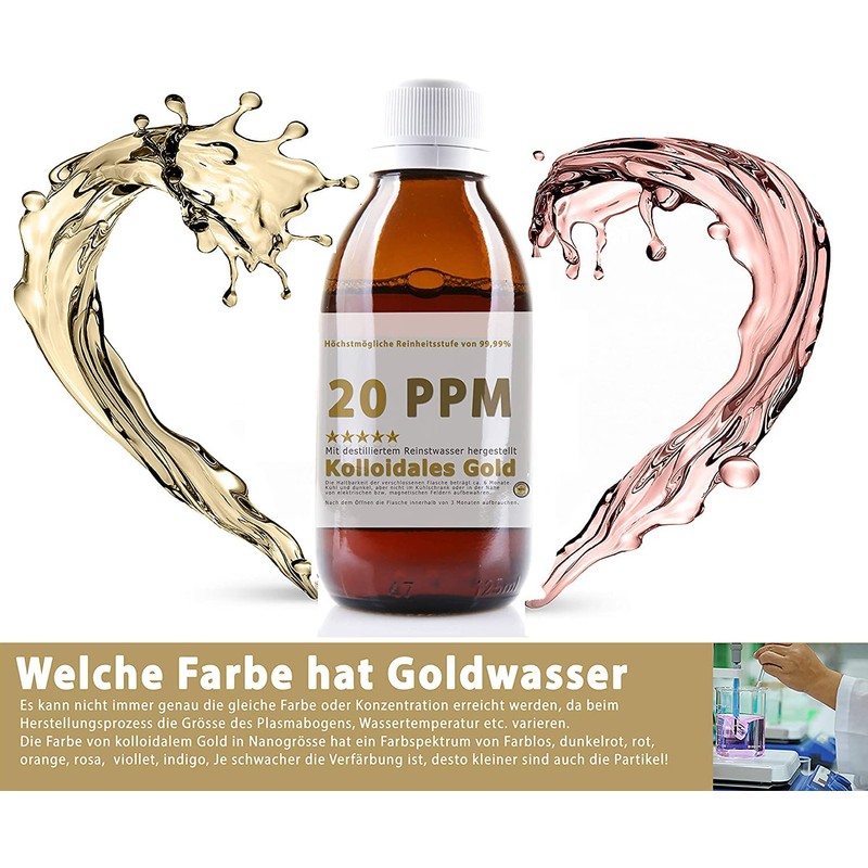 Colloidal Gold 20PPM – Gold Water Highly Concentrated (purity level