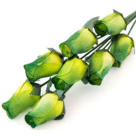 Green Roses with Dark Green Tips Bunch of 8 Closed Bud Wooden Roses for Crafts Custom Bouquets and Other DIY Projects. Choose Form Over 60 Colors.