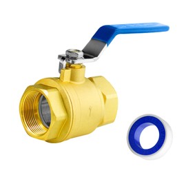 WiseWater 1" Full Port Brass Ball Valve, 1 Inch Female Threaded NPT Ball Valve with 1/4 Turn Blue Handle, 600 WOG Brass Ball Valve, Brass Plumbing Fitting, UPC Certified, 1 Pack