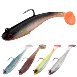 Ghazpmuk Pack of 5 Rubber Fish Fishing Lures, Artificial Bait, Rubber Bait, Rubber Fish Set for Fresh and Saltwater, Soft Artificial Baits with Hooks, Trolling Bait for Pike and Zander, Fishing Gifts