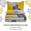 Menghomeus California King Comforter Set Yellow Floral Pattern Printed On