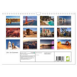 USA - The Southwest (Wall Calendar 2026 DIN A4 Landscape), CALVENDO Monthly Calendar: 12 Months with Some of the Most Beautiful Highlights in the Wonderful Southwest of the USA.