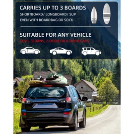 Abahub Soft Roof Rack Pads with 2 Tie Down Straps, 2 Tie Down Ropes, 2 Hood Loops and Storage Bag, for Surfboard, Kayak, Canoe, Heavy Duty Universal Car Roof Racks System (Black PE)