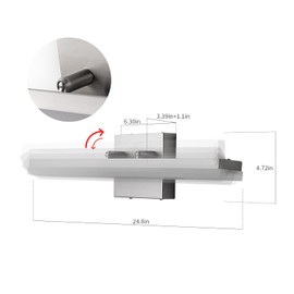 mirrea 24-inch Brushed Nickel LED Vanity Light Fixture for Mirror, Modern 3CCT Dimmable Bath Bar Lighting, Wall Switch Color Temperature Control