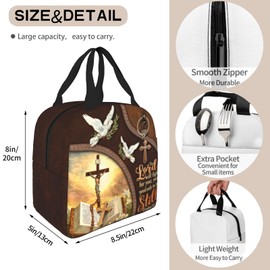 Nebcog Christian Insulated Lunch Bag Religious Lunch Box Gift for Women Inspirational Spiritual Jesus Bible Verses Lunch Bag Leakproof Reusable Cooler Tote for Office Work Picnic