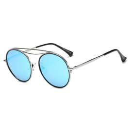 Cramilo Fashion Designer Mirrored Polarized Round Sunglasses Fashion Eyewear