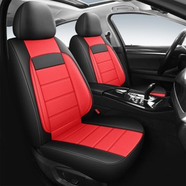 HChengkikz Leather Seat Covers, Breathable and Comfortable 3D Foam Back Support Car Seat Covers, Airbag Compatible, Automotive Seat Cover Protector Waterproof, Universal Fit for Cars,SUVs,Trucks,2PCS