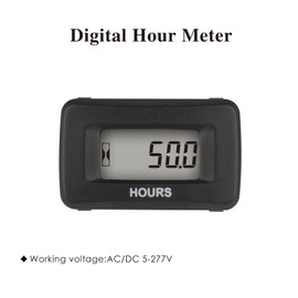 Jayron 2 Pieces HM055AD(AC/DC 5V to 277V)Digital LCD Hour Meter Accumulate Data for Garden Lawn Mower ZTR Tractor Generator Golf Cart Club Car Wash Boat ATV Motor Compressor and Pneumatic Equipment(2)