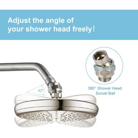 OFFO Shower Head Swivel Ball Adapter, Brushed Nickel All Metal Adjustable Shower Arm Extension Connector Universal Showering Component Solid Brass
