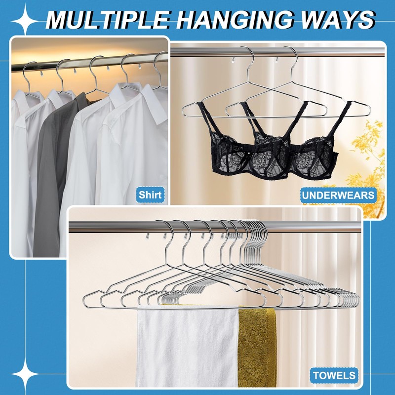 Wire Hangers,Heavy Duty Clothes Hanger,Silver Metal Hangers,Stainless Steel Coat Hanger