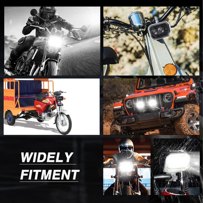 MIRUNNY 4 Inch Motorcycle Headlight,45W Cool White, Hi Lo Beam