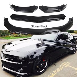 Unbranded Gloss Black For Chevy Camaro Front Bumper Lip Splitter Spoiler Kit + Strut Rods