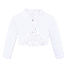 Lilax Baby Girls' Knit Long Sleeve Button Closure Bolero Cardigan Shrug 6-9 Months White