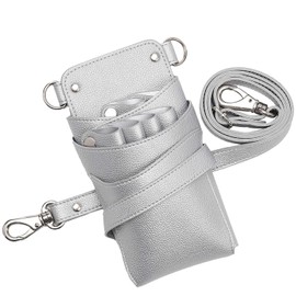DEEDS SIENA No.404 Scissor Case Professional Manufacturer in Japan, Silver, 4-6 Pieces, Scissor Case, Hairdresser Trimmer, Barber, Silver, Durable PU Leather