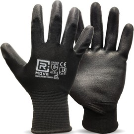 R MOVE 12 Pairs PU Work Gloves, Abrasion Resistant Protective Gloves, PU Coated (M, Touch Screen)