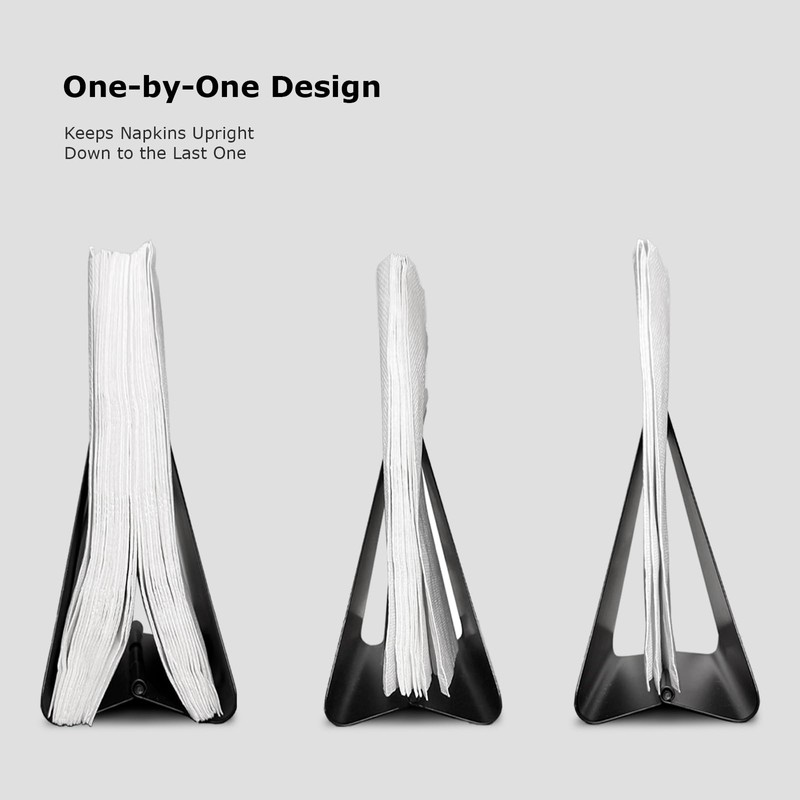 Compact Black Metal Dispenser Self-Adjusting Napkin Holder for Standard Paper
