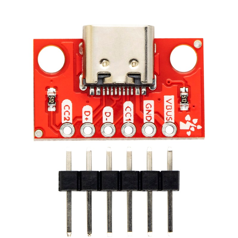 whiteeeen 4pcs USB Type C Breakout Board Red with Male