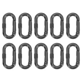 sourcing map Oval Shaped Spring Snap Keychain Clip, 31mm Metal Trigger Keychain Hook Clip Key Hook Buckle for Purses Wallet Belts Hardware Bags, Black Pack of 10