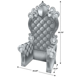Beistle 7' 1.75" x 3' 9.25" Corrugated Cardboard Three Dimensional Throne for Prom Night Photo Booth Prop, Includes Easel, Silver