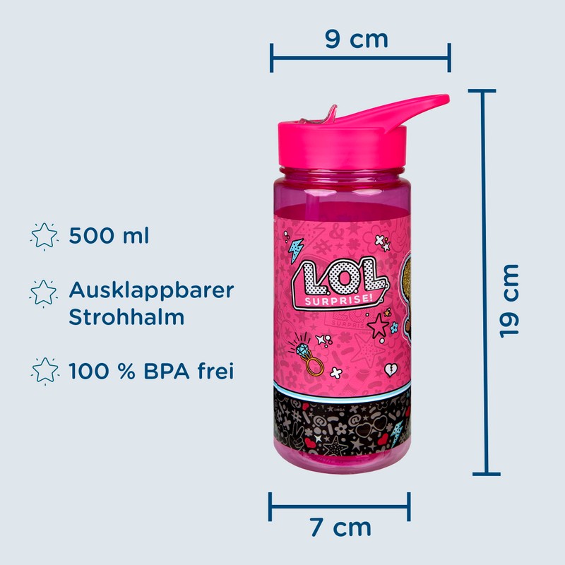 Scooli LOLO9913 Aero Plastic Drinking Bottle with Integrated Straw and