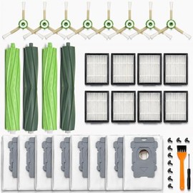 26 Replacement Parts for iRobot Roomba i7 i7+ i3 i3+ i4 i4+ i5 i5+ i6 i6+ i8 i8+ E5 E6 E7 Robot Vacuum Accessories, 2 Rubber Roller 8 Filters 8 Side Brushes 8 Vacuum Bags（NOT Fit the Combo J7+）