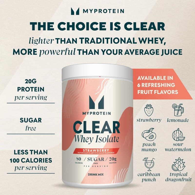 Myprotein Clear Whey Isolate Protein Powder, 1.1 Lb (20 Servings)