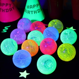 Mega-L Glow in the Dark Balls, 8 Pcs Multicolor Glow Bouncy Rubber Balls