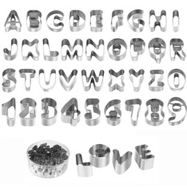 SSZYMAOYI 37 Piece Cookie Cutters Set Alphabet Numbers Symbols Stainless Steel Cutters Kitchen Lunch Box Ornaments Pastry Supplies DIY Handmade Best for Beginners with Storage Case