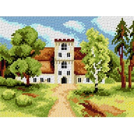 Wizardi Needlepoint Canvas for halfstitch Without Yarn Manor House in The Park 3566F Orchidea