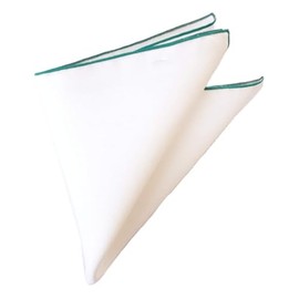 D Plus Arts Linen Linen Collar Piping Pocket Square, Made in Japan, Cobalt Green