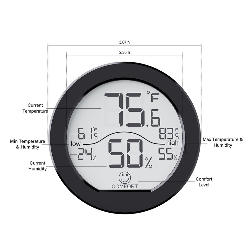 SECRUI Indoor Digital Hygrometer 3 Pack Room Thermometer and Humidity