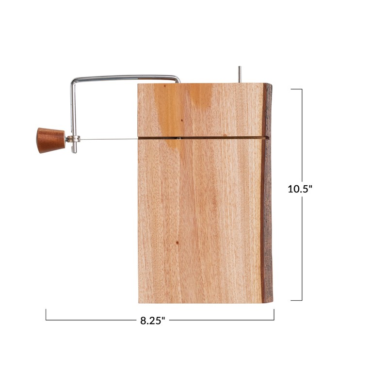 Creative Co-Op, Natural Wood and Metal Cheese Slicer with Bark