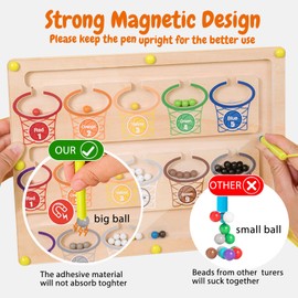 Magnetic Color and Number Maze, Montessori Toys for 3+ Year Old, Wooden Magnet Board Puzzles Toddler Activities Counting Matching Games for Boys and Girls Gift