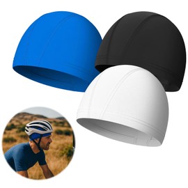 Horktrust Pack of 3 Cooling Cycling Hat Under Helmet, Soft Cotton Hat, Sleeping Caps, Stretchy Helmet Lining, Breathable Ice Silk Hat, Summer Sports Hat, Multifunctional Skull Cap for Men and Women