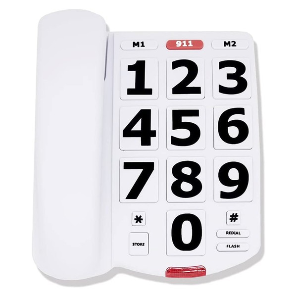 Big Button Amplified Corded Phone for Elderly & Seniors -