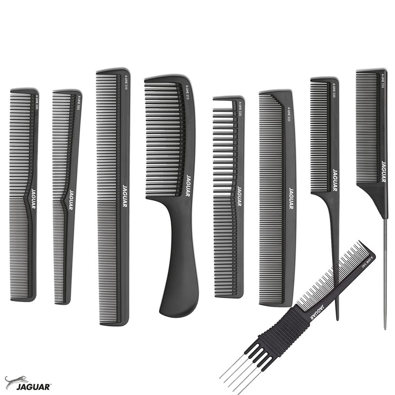 JAGUAR A-LINE BERRY 9-Piece Antistatic Comb Set with Storage Case