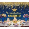 Felortte 12x8FT Polyester Fabric Gold and Blue Graduation Photography Backdrop