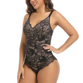 Voxshe Lace Shapewear for Women Tummy Control Shaperwear V Neck Sleeveless Body Shaper Bodysuit Fajas Women’s Body Shaper BL-SW02-XL
