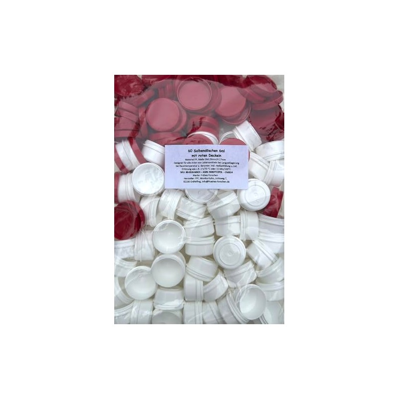 60 Ointment Containers Cream Containers 6 ml with Red Lids