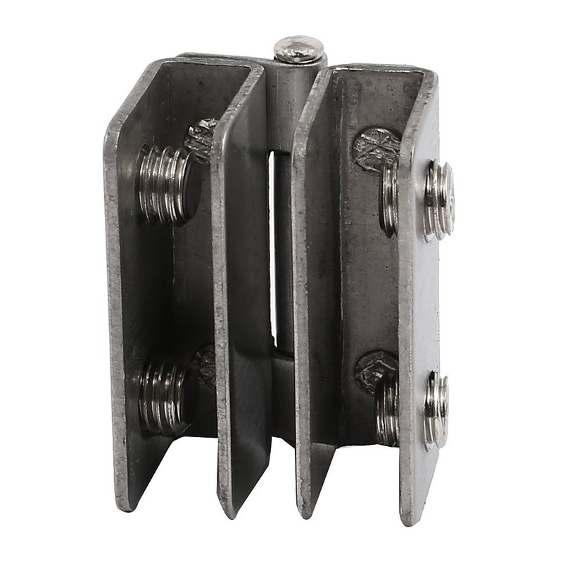 sourcingmap Shower Glass Door Adjustable Double Clamp Hinge Silver Tone