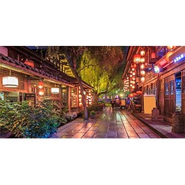 Yeele 20x10ft Chinese Style Backdrop Ancient Town Night View Antique Alley Lantern Background for Photography Kids Adult Travel Photo Booth Shoot Vinyl Studio Props