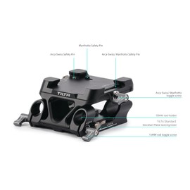 Tilta 15mm LWS Arca Manfrotto Dual Baseplate Kit with ARCA Manfrotto Dual Quick Release Plate for Lightweight Shoulder Rig- Black TA-DBPK-B