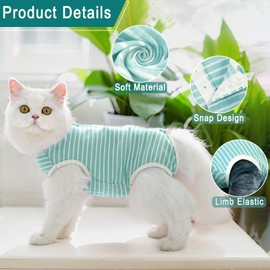 TIAGOBOO Cat Recovery Suit for Male and Female Surgical Post Surgery Soft Surgery Recovery Suit Onesie for Cats,E-Collar Alternative Anti-Licking Outfit Pet Surgical Recovery Pajama Suit