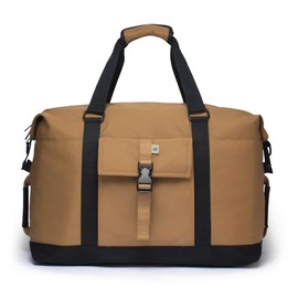 SUNNY BIRD Duffel with Utility Pouch, 40L Weekender Overnight Bag with Shoe Compartment for Travel and Sports (Brown and black)