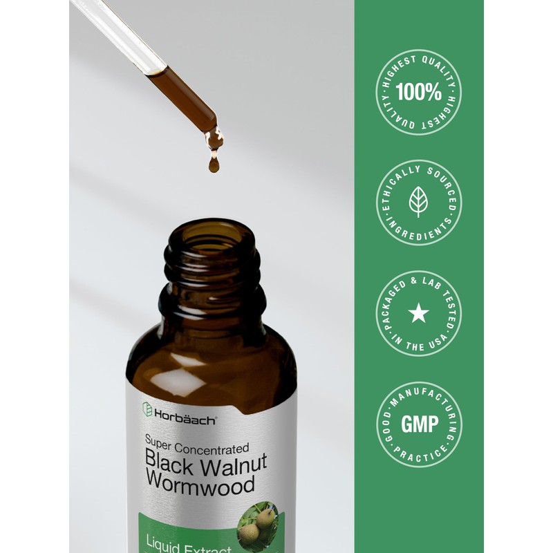 Horbäach Black Walnut Hull Wormwood Extract Tincture| 2 fl oz