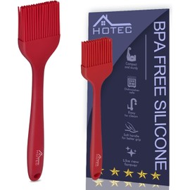 HOTEC - Pinceles de silicona resistentes al calor, para repostería y salsa de mantequilla y adobos para barbacoa, parrilla, barbacoa, cocina, sin BPA, apto para lavaplatos (rojo 2)