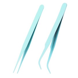 Craft Tweezers, 2Pcs Straight Curved Tweezers, Stainless Steel Sticker Tweezers Kit, Pointed Tweezers, Small Jewelry Making Tools for DIY Projects Cardmaking Scrapbooking Stickers Model